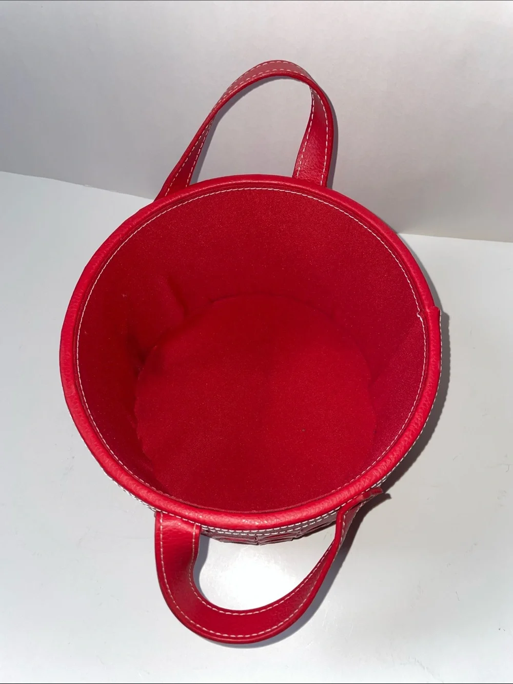 Red Woven Accent Storage Basket with Handles.